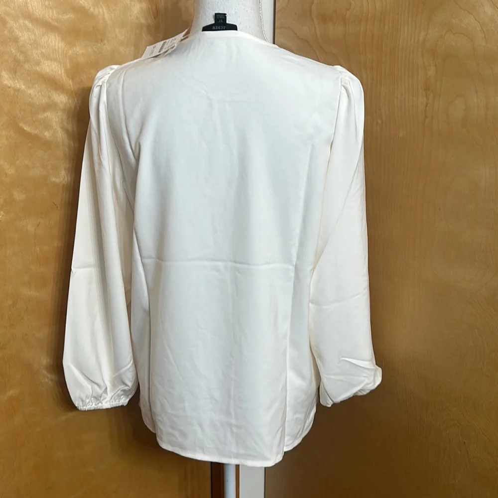 NWT J. Crew Puff Sleeve Satin-Back Crepe Top